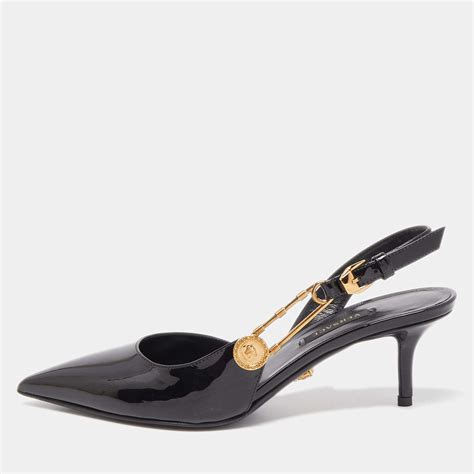 versace collar pin|versace safety pin slingback pumps.